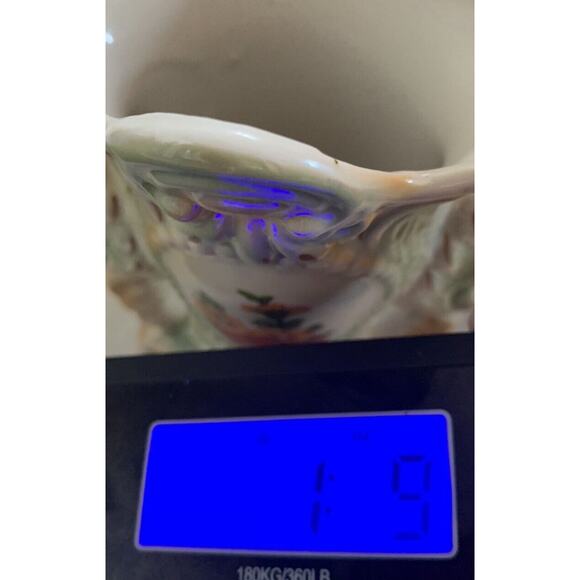 Lusterware Footed Vase 1749 Pearlescent Made in Brazil 8” Tall Vintage Flowers - Picture 10 of 10